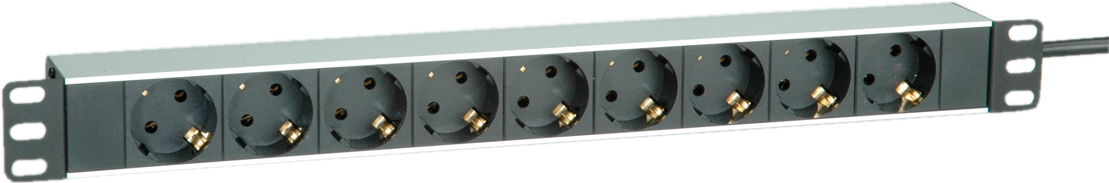 ROLINE - Steckdosenleiste (Rack - einbaufähig) - 250 V - 3600 Watt - Ausgangsbuchsen: 9 - 1U - 48.3 cm (19) - 2 m - Hellgrau, RAL 7035, Aluminium (19.07.1620) von ROLINE