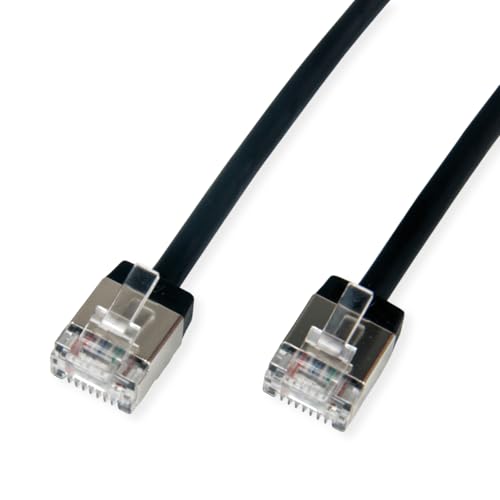 ROLINE U/FTP DataCenter Patchkabel Kat.6A (Class EA), LSOH, slim, extra kurzer Stecker, schwarz, 1,5 m von ROLINE