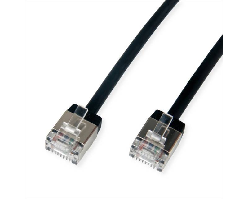 ROLINE U/FTP DataCenter Patchkabel Kat.6A (Class EA) LAN-Kabel, RJ-45 Männlich (Stecker), RJ-45 Männlich (Stecker) (100.0 cm), LSOH, slim, extra kurzer Stecker von ROLINE