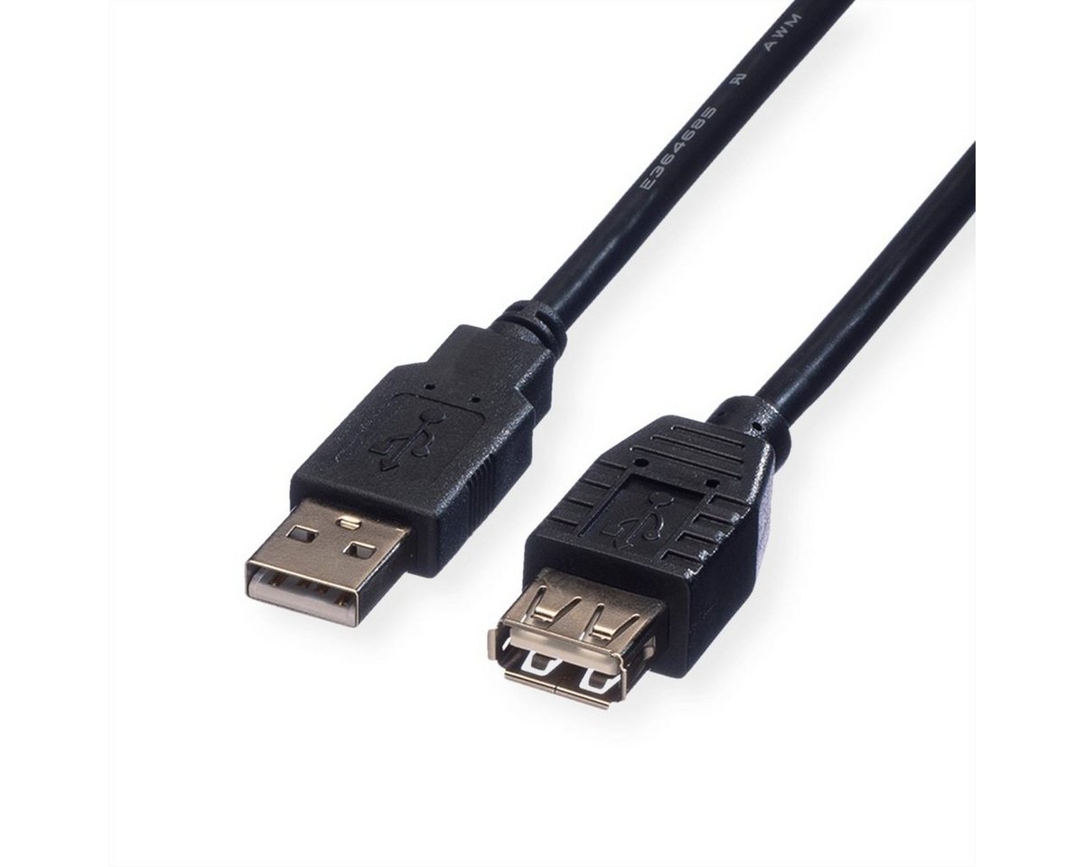 ROLINE USB 2.0 Kabel USB-Kabel, USB 2.0 Typ A Männlich (Stecker), USB 2.0 Typ A Weiblich (Buchse) (80.0 cm), Typ A-A, ST/BU von ROLINE