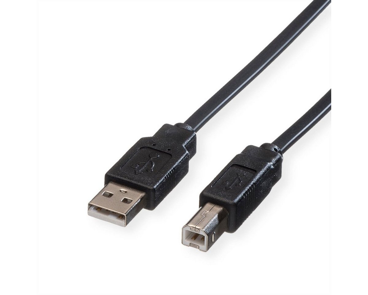 ROLINE USB 2.0 Notebook-Flachkabel USB-Kabel, USB 2.0 Typ A Männlich (Stecker), USB 2.0 Typ B Männlich (Stecker) (80.0 cm), Typ A-B von ROLINE