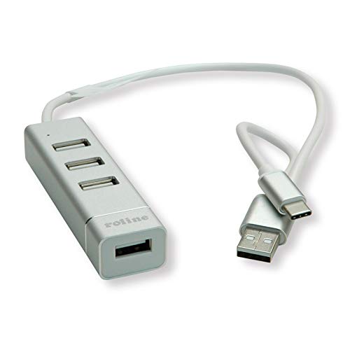 ROLINE USB 2.0 Notebook Hub, 4 Ports, Typ A+C Anschlusskabel von ROLINE