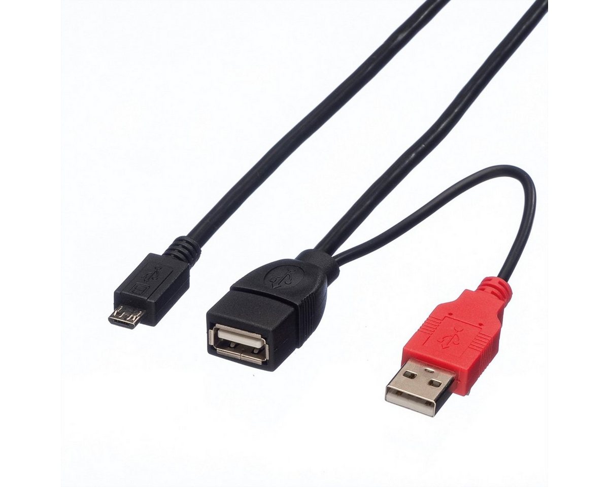 ROLINE USB 2.0 Y-Kabel, 2x Typ A (ST / BU) - Micro B ST, 1m USB-Kabel, USB 2.0 Typ A Männlich (Stecker), USB 2.0 Typ Micro B Männlich (Stecker) (100.0 cm) von ROLINE