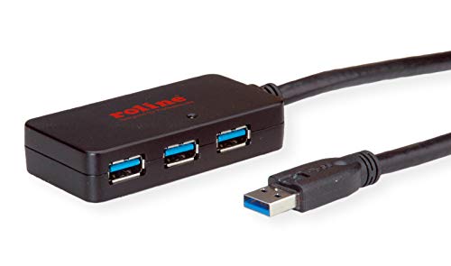 ROLINE USB 3.2 Gen 1 4-Port Hub mit Repeater, schwarz, 10 m von ROLINE