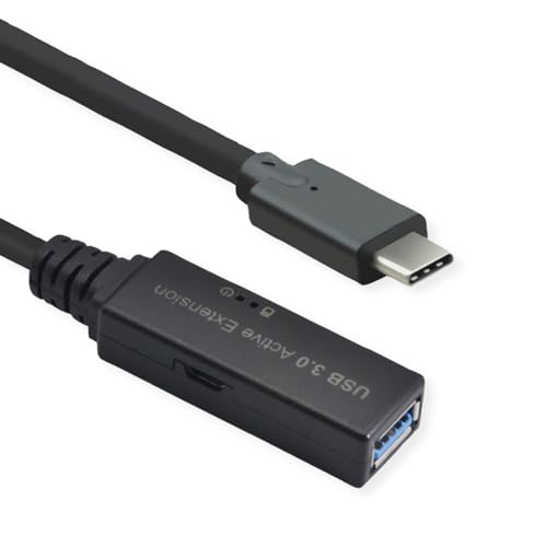 ROLINE USB 3.2 Gen 1 Aktives Repeater Kabel, Typ A - C, schwarz, 15 m von ROLINE