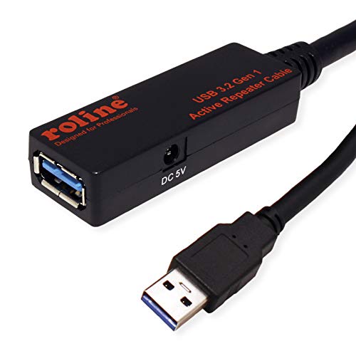 ROLINE USB 3.2 Gen 1 Aktives Repeater Kabel, schwarz, 15 m von ROLINE