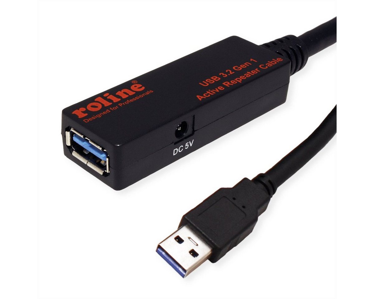 ROLINE USB 3.2 Gen 1 Aktives Repeater Kabel Computer-Adapter USB 3 Typ A Männlich (Stecker) zu USB 3 Typ A Weiblich (Buchse), 1000.0 cm von ROLINE