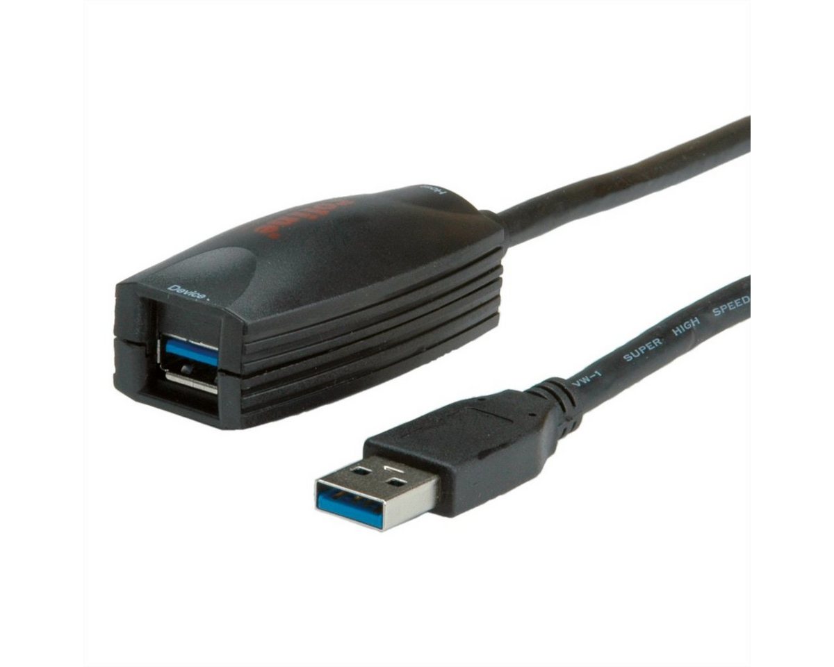 ROLINE USB 3.2 Gen 1 Aktives Repeater Kabel Computer-Adapter USB 3 Typ A Männlich (Stecker) zu USB 3 Typ A Weiblich (Buchse), 500.0 cm von ROLINE