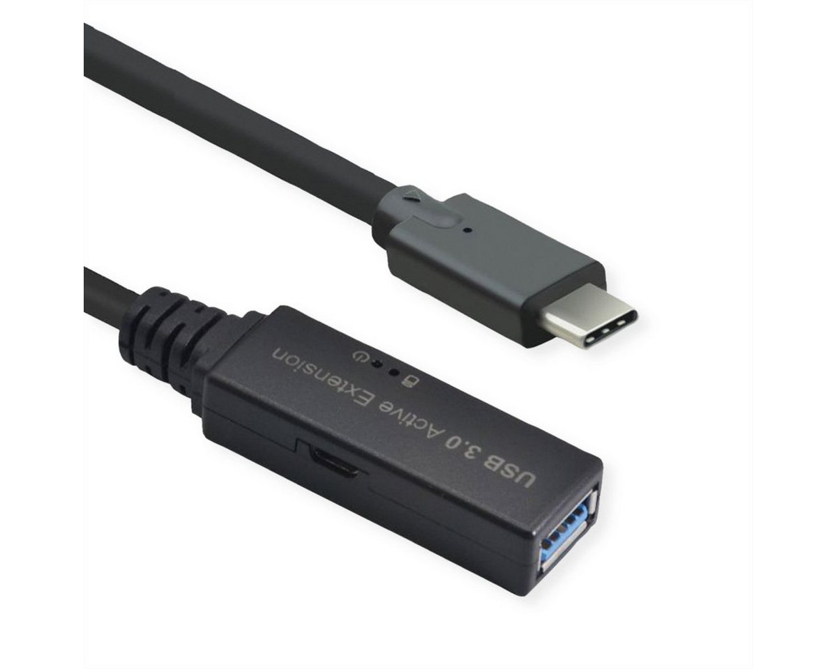 ROLINE USB 3.2 Gen 1 Aktives Repeater Kabel Computer-Adapter USB Typ C (USB-C) Männlich (Stecker) zu USB 3 Typ A Weiblich (Buchse), 1000.0 cm, Typ A - C von ROLINE