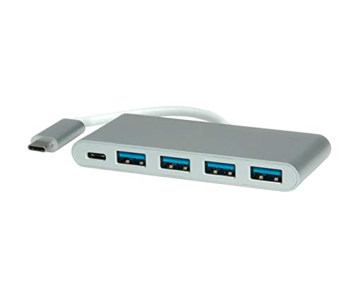 ROLINE USB 3.2 Gen 1 Hub, 4fach, Typ C Anschlusskabel, mit 1 PD-Port von ROLINE