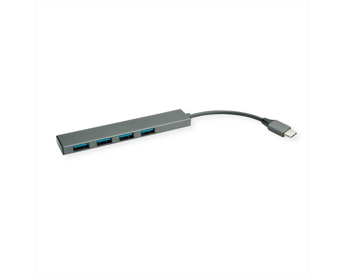 ROLINE USB 3.2 Gen 1 Hub, 4fach, Typ C Anschlusskabel Computer-Adapter, 10.0 cm von ROLINE