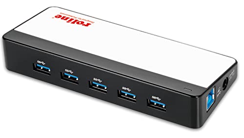 ROLINE USB 3.2 Gen 1 Hub Black and White, 7 Ports, mit Netzteil von ROLINE