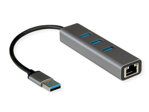 ROLINE USB 3.2 Gen 1 zu Gigabit Ethernet Konverter + Hub 3X von ROLINE