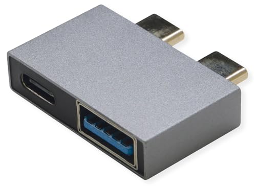 ROLINE USB 3.2 Gen 2 Adapter, 2X USB Typ C - 1x Typ A + 1x C, ST/BU, silberfarben ROLINE USB 3.2 Gen 2 Adapter, 2X USB Typ C - 1x Typ A + 1x C, ST/BU, silberfarben von ROLINE