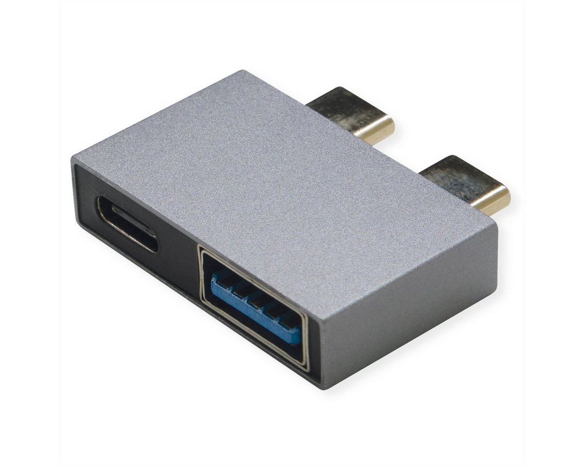 ROLINE USB 3.2 Gen 2 Adapter Computer-Adapter USB Typ C (USB-C) Männlich (Stecker) zu Weiblich (Buchse), 2x USB Typ C - 1x Typ A + 1x C, ST/BU von ROLINE