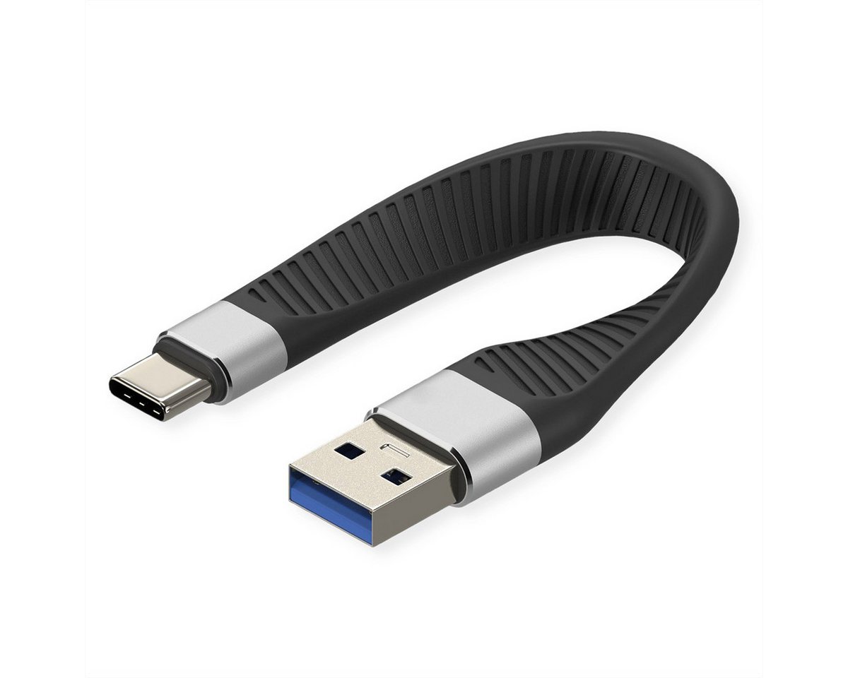 ROLINE USB 3.2 Gen 2 Silikonkabel, C-A, ST/ST USB-Kabel, USB Typ C (USB-C) Männlich (Stecker), USB 3 Typ A Männlich (Stecker) (11 cm), 10Gbit/s, Emark von ROLINE