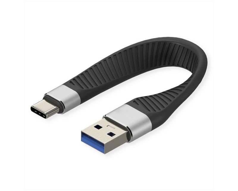 ROLINE USB 3.2 Gen 2 Silikonkabel, C-A, ST/ST USB-Kabel, USB Typ C (USB-C) Männlich (Stecker), USB 3 Typ A Männlich (Stecker) (11 cm), 10Gbit/s, Emark von ROLINE