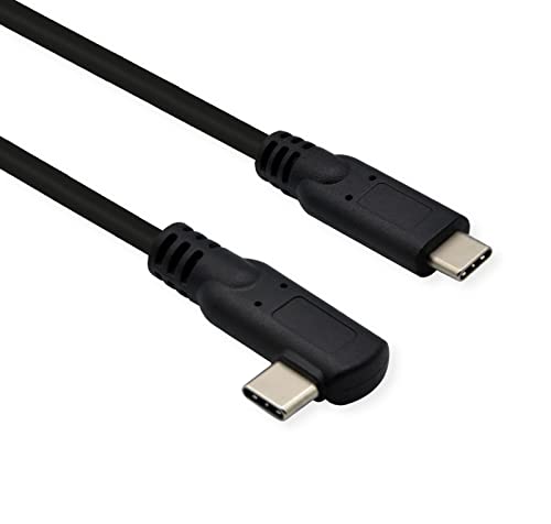 ROLINE USB 3.2 Gen 2x2 Kabel, PD 20V5A, Emark, C-C, ST/ST, 1x 90° gew., 20 Gbit/s, schwarz, 1 m von ROLINE