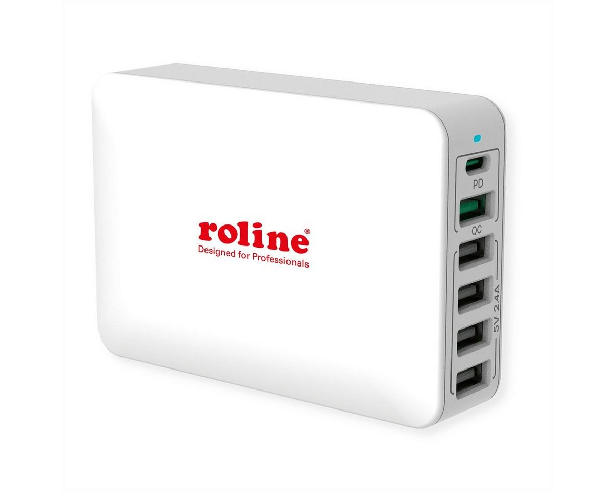 ROLINE USB Charger Stromadapter, 120.0 cm, 6 Port (4x USB-A, 1x USB-C, 1x USB-A QC3.0), max. 60W von ROLINE