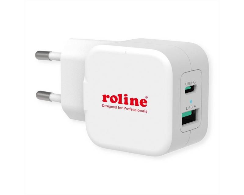 ROLINE USB Charger mit Euro-Stecker Stromadapter, 2 Port (Typ-A QC3.0, Typ-C PD), 20W von ROLINE