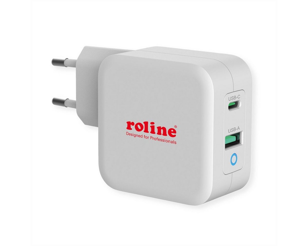 ROLINE USB Charger mit Euro-Stecker Stromadapter, 2 Port (Typ-A QC3.0, Typ-C PD), 65W von ROLINE