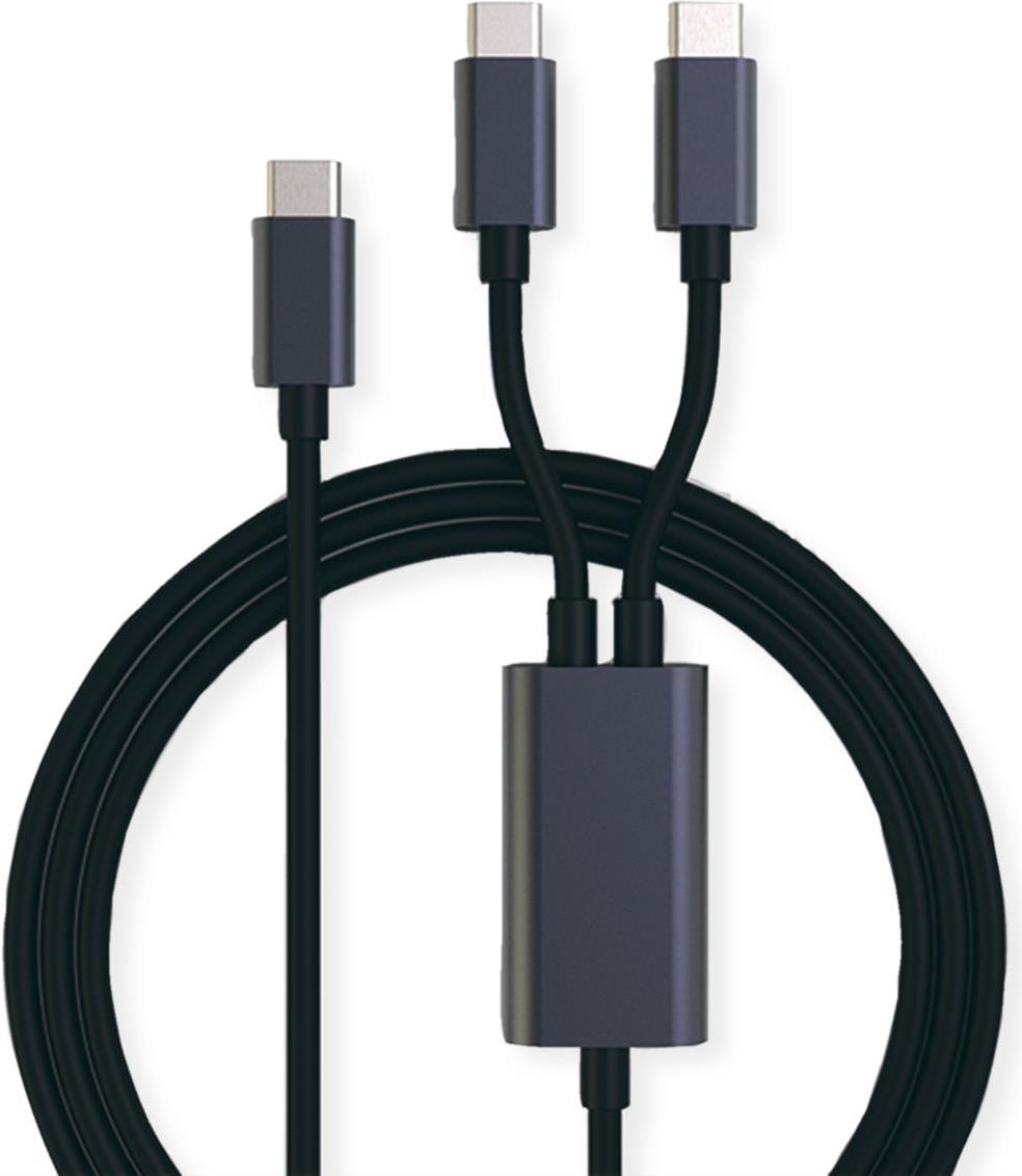 ROLINE - USB-Kabel - 24 pin USB-C (M) zu 24 pin USB-C (M) - USB 2.0 - 1.85 m - USB-Stromversorgung (100 W) - Schwarz (11.02.8308) von ROLINE