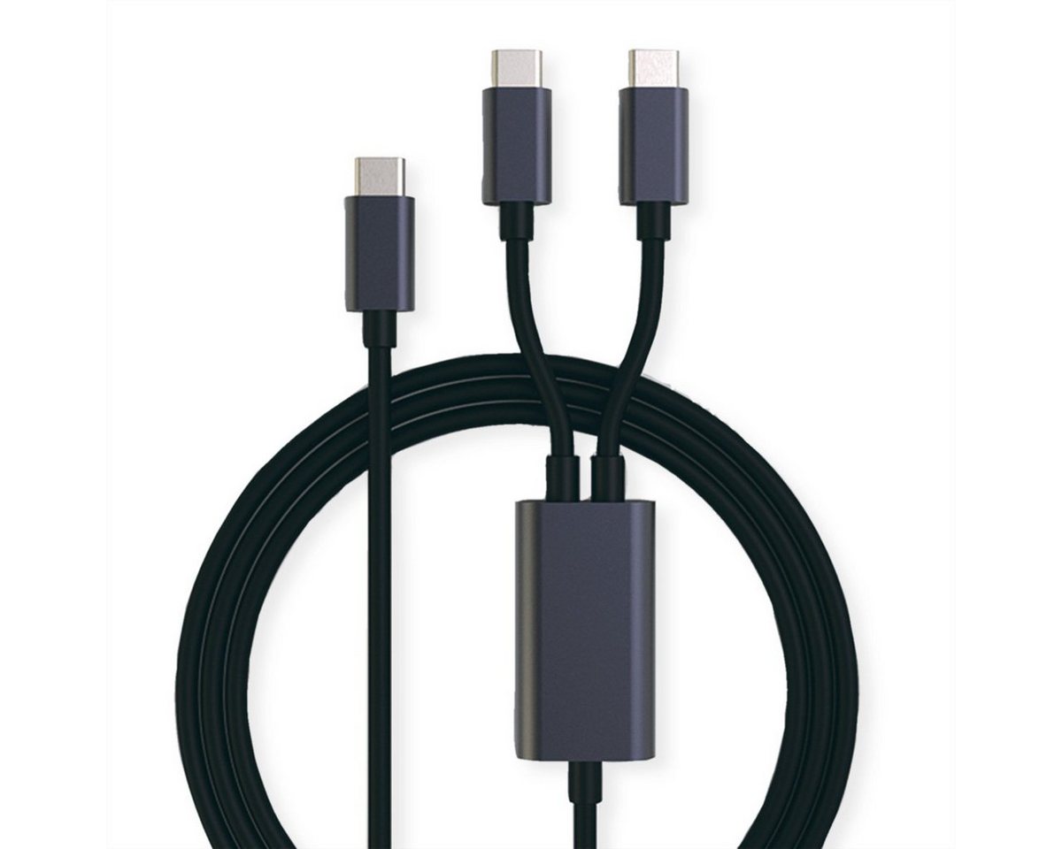 ROLINE USB Typ C Split-Ladekabel, C - 2x C, ST/ST, max. 100W USB-Kabel, USB Typ C (USB-C) Männlich (Stecker), USB Typ C (USB-C) Männlich (Stecker) (185.0 cm) von ROLINE