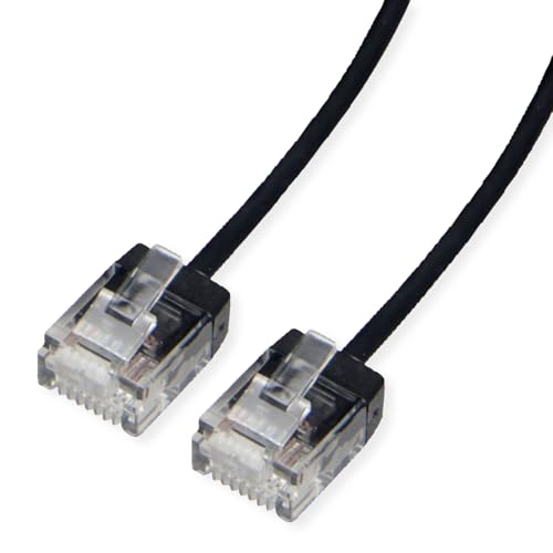 ROLINE UTP DataCenter Patchkabel Kat.6A (Class EA), LSOH, slim, extra kurzer Stecker, schwarz, 1 m von ROLINE
