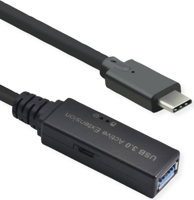 ROLINE Ultralanges USB3.2 Gen1 Verlängerungskabel C-A ST/BU 20 m - Kabel - Digital/Daten - 20 m - Schwarz (12.04.1068) von ROLINE
