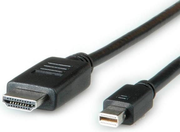 ROLINE - Video- / Audiokabel - DisplayPort / HDMI - 32 AWG - Mini DisplayPort (M) - HDMI, 19-polig (M) - 3 m - abgeschirmt - Schwarz (11.04.5792) von ROLINE