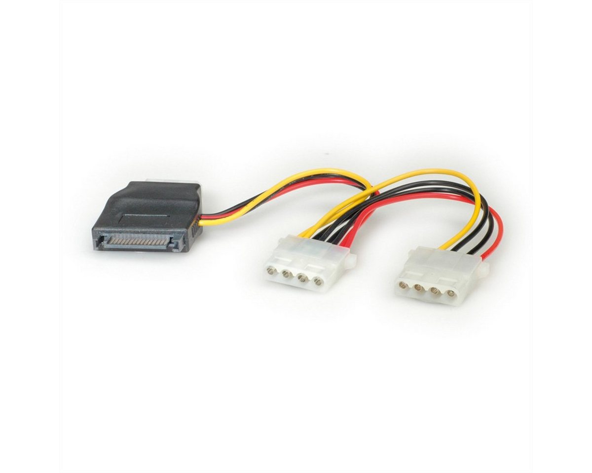 ROLINE Y-Adapterkabel SATA / 3x 4 pol. HDD Computer-Kabel, Molex 4-pin (BIG) Weiblich (Buchse), SATA 15-polig (Power) Männlich (Stecker) (20.0 cm) von ROLINE
