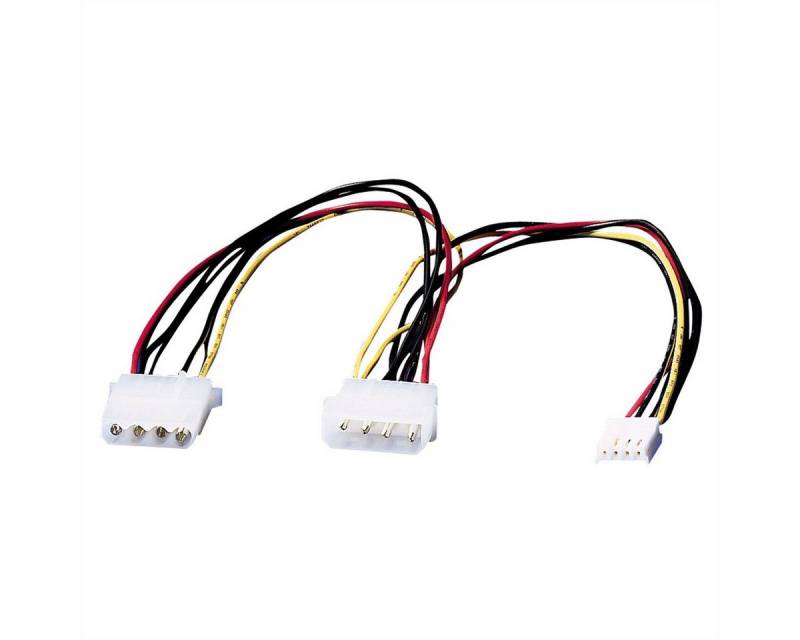 ROLINE Y-Kabel 4 pol. HDD / 4 pol. HDD + 4 pol. FDD Computer-Kabel, Molex 4-pin (BIG) Männlich (Stecker), Molex 4-pin (BIG) Weiblich (Buchse) (30.0 cm) von ROLINE