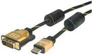 Roline Gold - Videokabel - Dual Link - HDMI / DVI - DVI-D (M) bis HDMI (M) - 2 m - Doppelisolierung - Schwarz, Gold (11.88.5891) von ROLINE