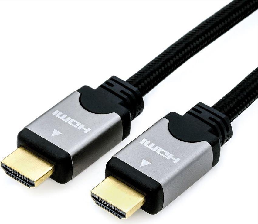 Roline High Speed - HDMI mit Ethernetkabel - HDMI (M) bis HDMI (M) - 7.5 m - Doppelisolierung - Schwarz/Silber von ROLINE