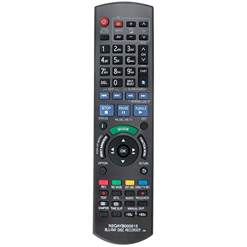 ROLLGAN N2QAYB000616 Ersetzte Fernbedienung Anwendbar für Panasonic Blu-Ray Disc Recorder DMR-BST800 DMR-BST700 DMR-BST701 DMR-BWT800 DMR-BST700EG DMR-BWT700EC DMR-BWT700 von ROLLGAN