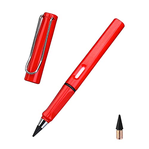 ROMIDA 1/6/12 STK Tintenlose Bleistifte,Unendlicher Bleistift,Tragbar Technologie Wiederverwendbar Unbegrenztes Schreiben Ewiger Bleistift Kein Tintenstift,mit auswechselbarem Graphitstift (1PC-Red2) von ROMIDA