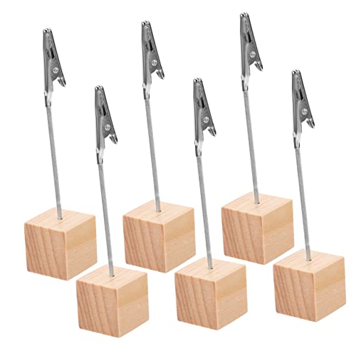 ROMISBABA 6 Stück Rechnungsordner Fotoordner Mini Wandclips Memo-Ständer-Clip Tischbildständer Kabelclips rechnungswesen buchhaltung stauboxen nützliche Bildklemme Alligatornotenclip Holz von ROMISBABA