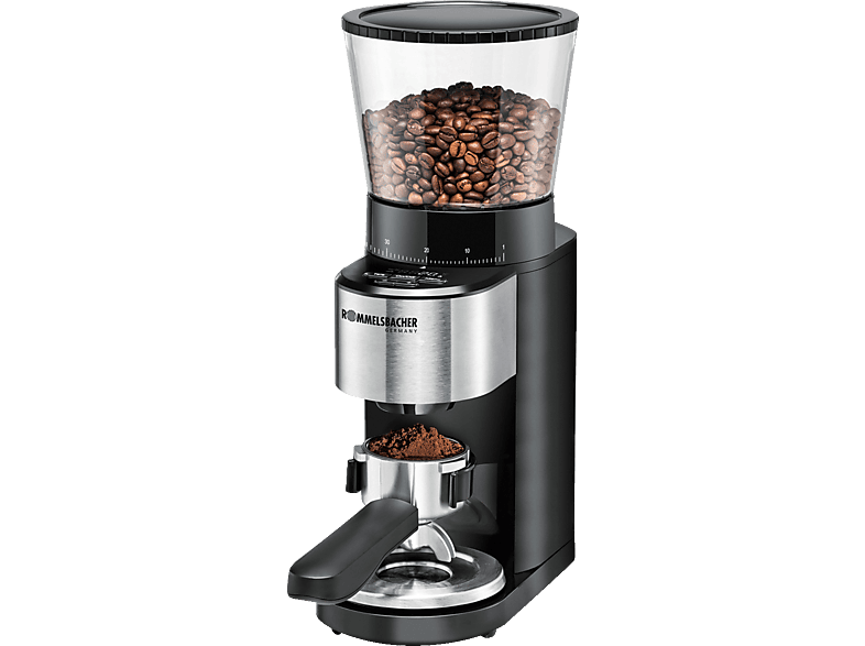 ROMMELSBACHER EKM 500 Kaffeemühle Schwarz/Edelstahl 160 Watt, Kegelmahlwerk von ROMMELSBACHER