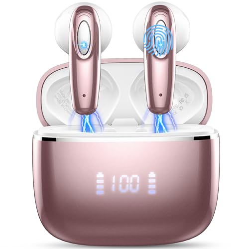 Bluetooth Kopfhörer, 2024 Kopfhörer Kabellos Bluetooth 5.3 In Ear Kopfhörer, 40Std Kabellose Kopfhörer mit 4 ENC Mic, Noise Cancelling Earbuds Tiefer Bass, USB-C, IP7 Wasserdicht Ohrhörer, LED-Anzeige von ROMOKE