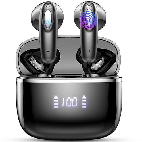 Bluetooth Kopfhörer, 2024 Kopfhörer Kabellos Bluetooth 5.3 In Ear Kopfhörer, 40Std Kabellose Kopfhörer mit 4 ENC Mic, Noise Cancelling Earbuds Tiefer Bass, USB-C, IP7 Wasserdicht Ohrhörer, LED-Anzeige von ROMOKE