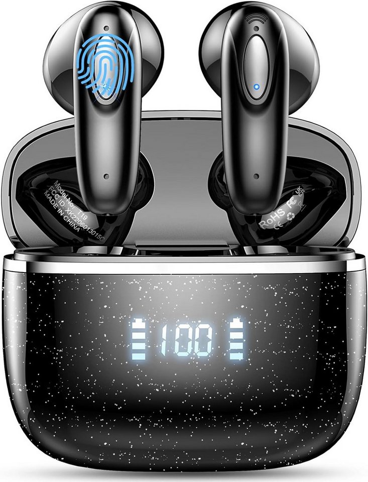 ROMOKE Bluetooth 5.3 Kabellos mit 40 Std Hi-Fi Stereo, 4 ENC Mikrofon In-Ear-Kopfhörer (Nachhaltige Mode für einen gesunden Lebensstil und kulturelle Vielfalt., IP7 Wasserdicht Touch Control LED Anzeige USB-C Schnellladung Ohrhörer) von ROMOKE