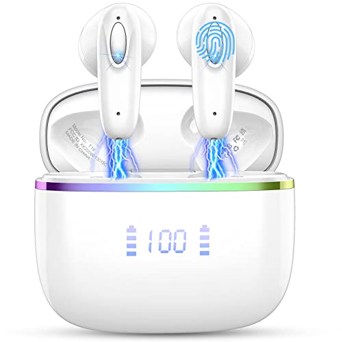 ROMOKE Bluetooth 5.3 Kopfhörer In Ear Kabellos mit 40 Std Hi-Fi Stereo, 4 ENC Mikrofon Wireless Earbud, IP7 Wasserdicht, Touch Control, LED Anzeige, USB-C Schnellladung Ohrhörer von ROMOKE