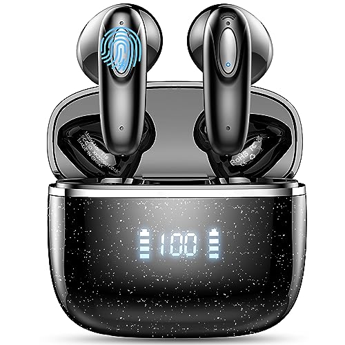 ROMOKE Bluetooth Kopfhörer In Ear Kopfhörer Kabellos Bluetooth 5.3 mit 14.2 mm Treiber Stereo, 4 ENC Mic Wireless Earbuds, 40Std USB-C Ladebox, IP7 Wasserdicht, LED Anzeige, Touch Control Ohrhörer von ROMOKE