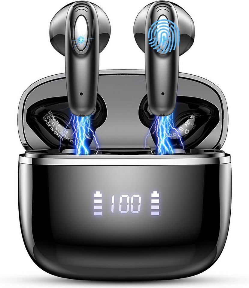 ROMOKE Kabellos Bluetooth 5.3, 4 ENC Noise Cancelling mit 14,2mm Dynamischer In-Ear-Kopfhörer (Satte Klangtextur dank dynamischer Treiber und subtilen Vibrationen., Mit 40 std Spielzeit, Ohrhörer Bluetooth, Digitale LED-Anzeige) von ROMOKE
