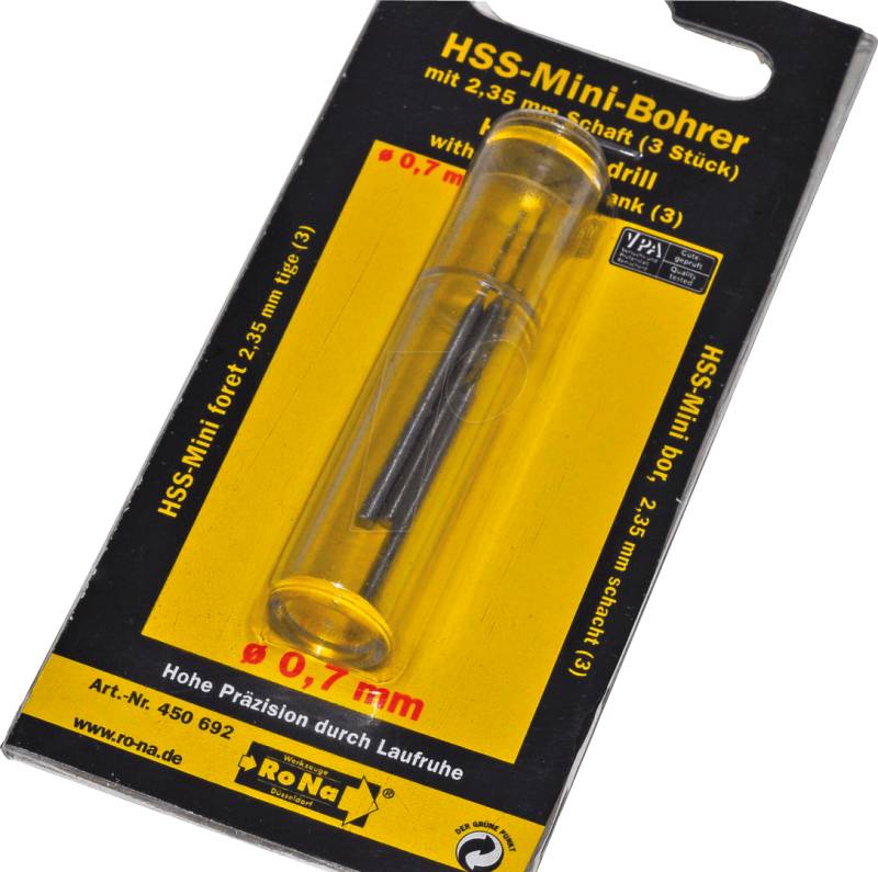 RONA 1244469 - Minibohrer, 0,7 mm, 2,35 mm Schaft. 3er-Set von RONA