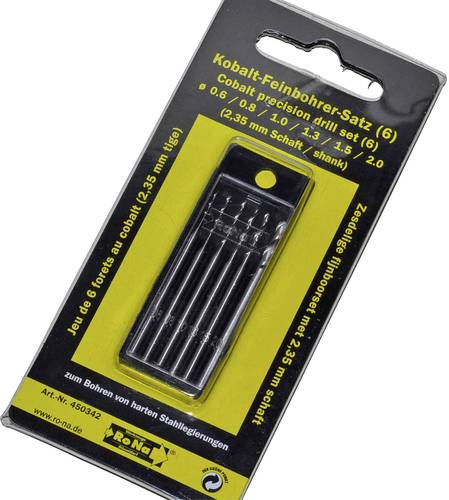 RONA 812167 HSS Metall-Spiralbohrer-Set 6teilig 0.6 mm, 0.8 mm, 1 mm, 1.3 mm, 1.5 mm, 2mm Cobalt DIN von RONA