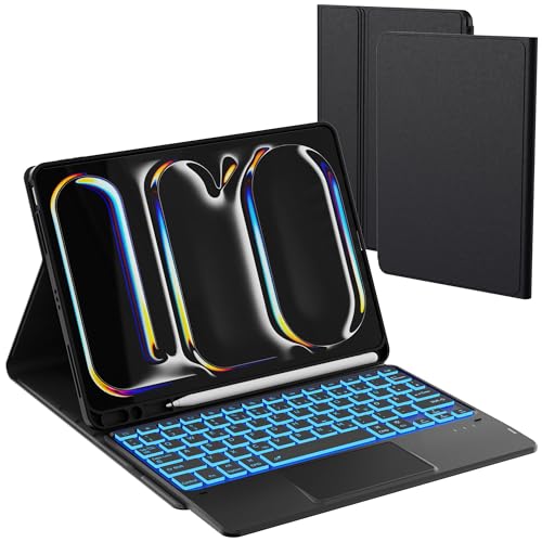 ROOFEI Für iPad Pro 11 Zoll (M4) 2024 Tastatur Hülle - 7 Farbige Beleuchtung Touchpad Tablet Cover mit Stifthalter - Beleuchtete Deutsches QWERTZ Layout Tastatur für 11" iPad Pro (M4) 2024 Schwarz ROOFEI Für iPad Pro 11 Zoll (M4) 2024 Tastatur Hülle - 7 Farbige Beleuchtung Touchpad Tablet Cover mit Stifthalter - Beleuchtete Deutsches QWERTZ Layout Tastatur für 11" iPad Pro (M4) 2024 Schwarz von ROOFEI