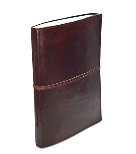 ROOGU Indien Klassik - Notiz- Gäste- Skizzenbuch Leder XXL (mehr als A4) Hardcover Handarbeit Indien NEUE PAPIERART Glatt Ohne Design von ROOGU
