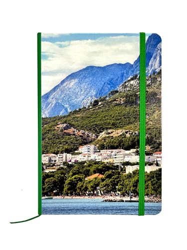 ROOGU Notizbuch A5 | Adriatisches Meer & Biokovo Gebirge | 160 Seiten Blanko | Hardcover Kunstleder | Reisetagebuch Skizzenbuch | Künstlerisches Design von ROOGU