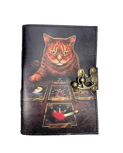 ROOGU Tarot Katze [M] Leder Tagebuch Skizzen Notizbuch Vintage Indien UV Druck Handmade von ROOGU